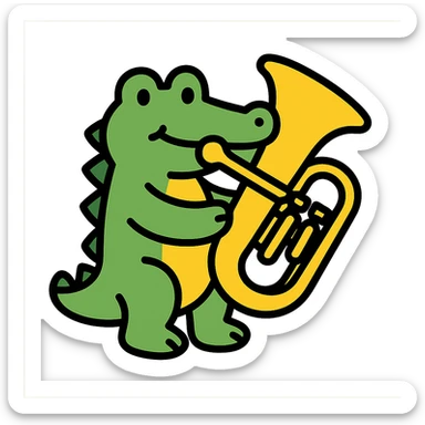 crocodile playing a bombardino euphonium sticker