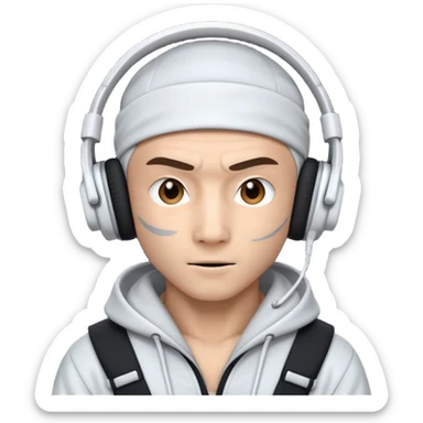 ninja, ninja with white headphone sticker