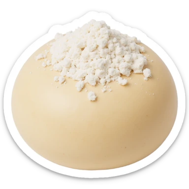 ball of raw dough with dusting of flour, skeuomorphism icon style sticker