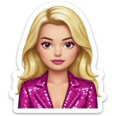 Maggot Robbie with long blonde hair, dark pink sequin outfit sticker