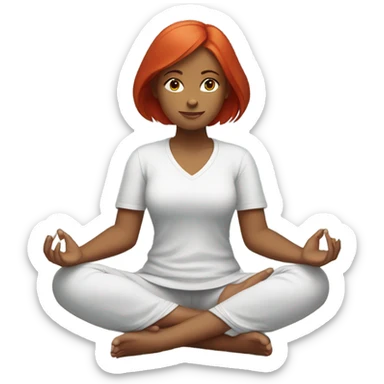 Girl with red hair meditating  sticker