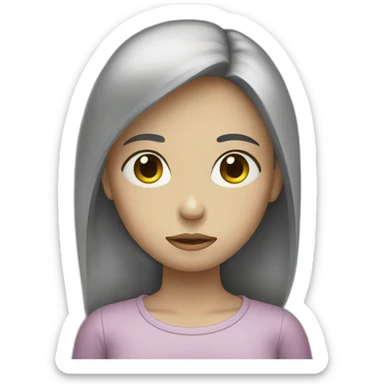 Lonely girl with sad face sticker