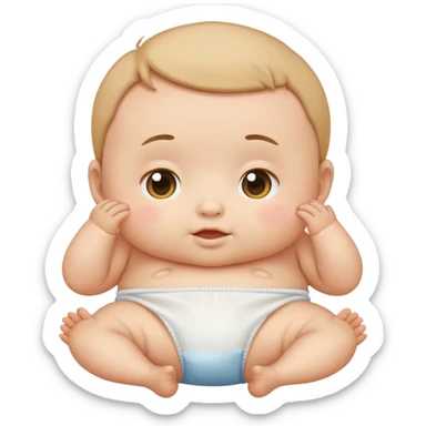baby with chubby cheeks standing in a diaper, classic emoji look sticker