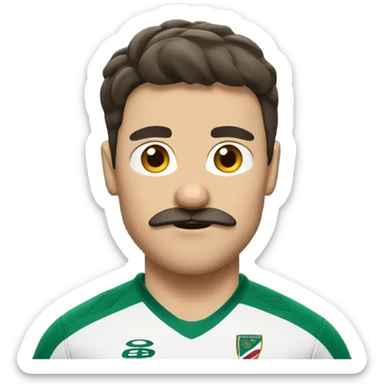 Rugby player brunette with mustache  sticker