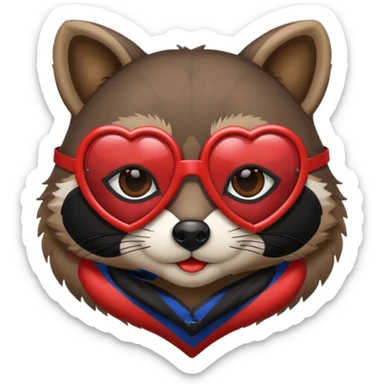 Raccoon wearing heart glasses sticker