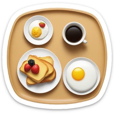 Breakfast on serving tray with three flowers in small vase  sticker