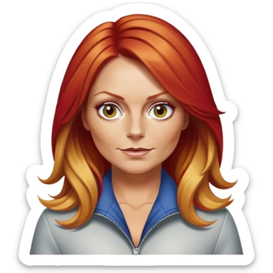 Geri Halliwell with red hair and blonde highlights sticker