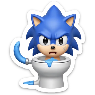 Sonic pooping on toilet sticker