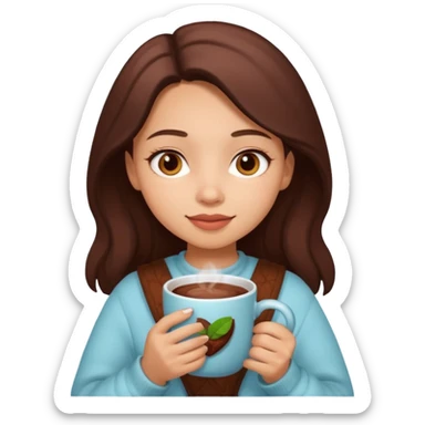 Home vibes, and girl with cacao in hands sticker