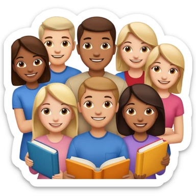 a bunch of people on the cover of a book sticker