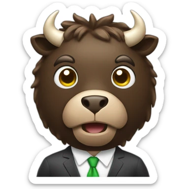 Bull financial advisor like human in suit sticker