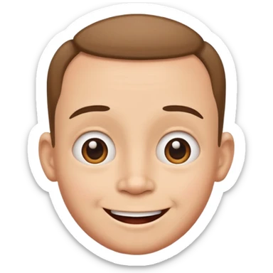 Funny caricature style cartoon, big head small body, happy face sticker