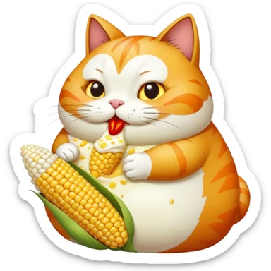 Fat cat eating elote sticker