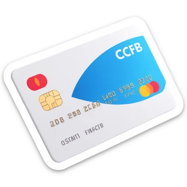bank card, clean white color, soft shadows and highlights, no decoration, close-up view sticker