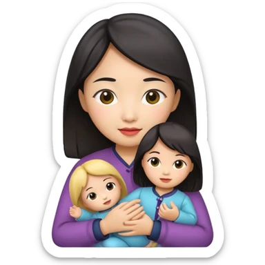 asian woman holding  doll sticker