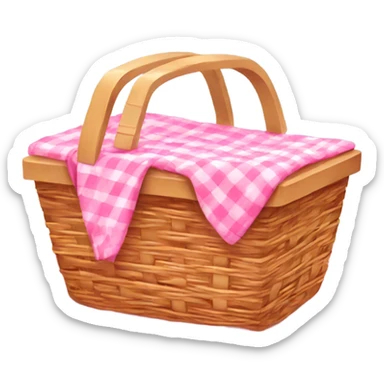picnic basket with pink gingham blanket sticker