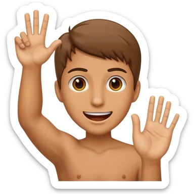 😆excited face like this with a hand next to it that is flexed towards the face sticker