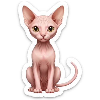 pink sphynx hairless cat full body sitting sticker