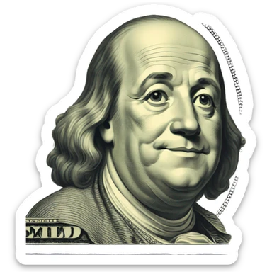 Benjamin Franklin dollar making a wink sticker