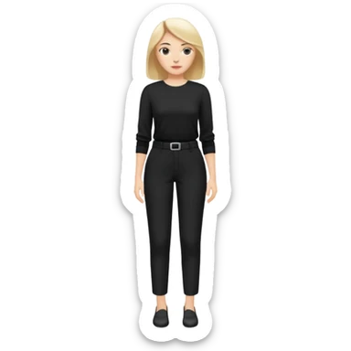 white woman dressed in black trousers and blouse full body sticker