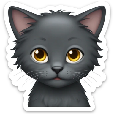 all dark grey cat long hair　fold ear sticker