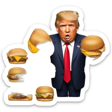 Donald Trump mangeant un mcdo sticker