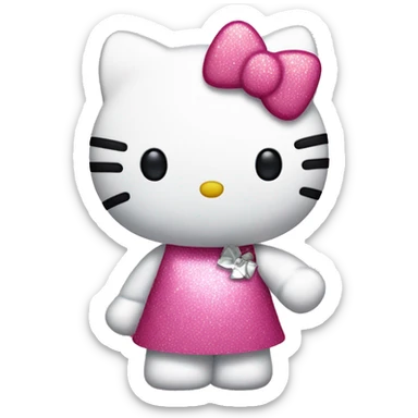Hello kitty with a sparkly pink in her hand sticker