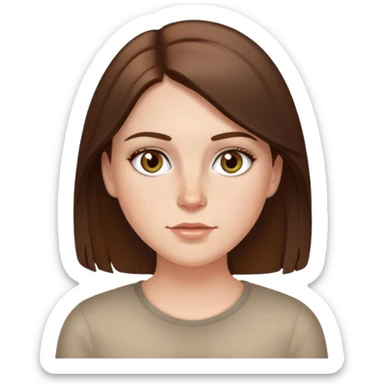 Brunette straight hair white girl with hazel eyes and a little bit of freckles  sticker