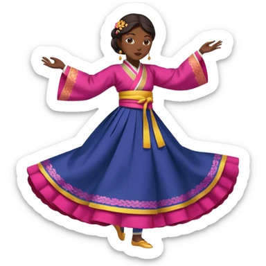 dancer silhouette in traditional Korean dress (hanbok) sticker