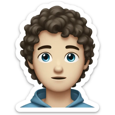 sad teen boy with dark brown hair and light blue eyes sticker