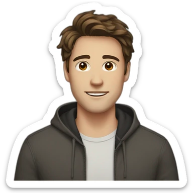 guy with brown hair, medium length hair, in his 20s sticker