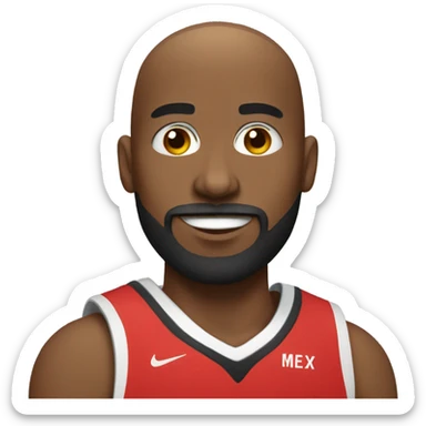 A bald Black basketball player with a beard and goatee  sticker