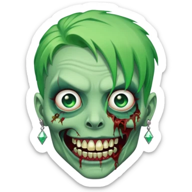 zombie with hair diamond grills sticker