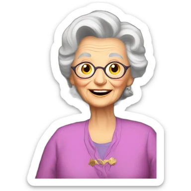 Old lady winning on a slot machine sticker