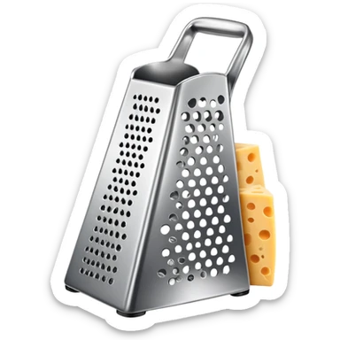 Cheese grater with grated cheese sticker