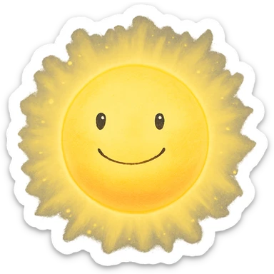 ghibli style glowing aura ball with a warm smile sticker