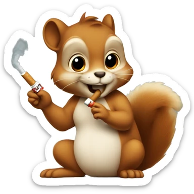 Squirel holding a fake cigarette sticker