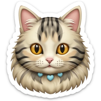 striped cat with hair in cream and gray colors sticker