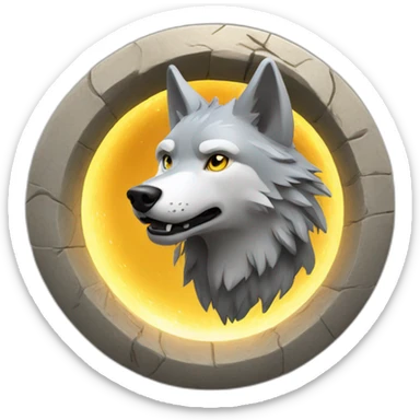 wolf entering a portal high res sticker