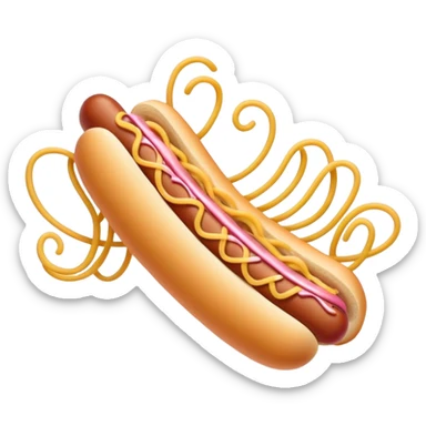 pink hot dog flying spaghetti  sticker