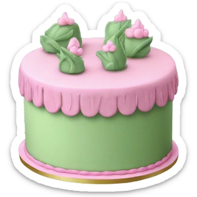 Two layer sage green cake with pink piping decoration  sticker