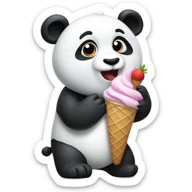 Panda eating ice cream sticker