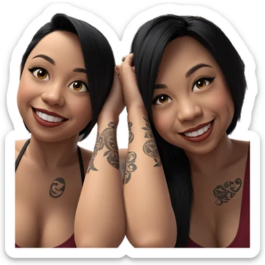 smiling sisters with tattoos sticker