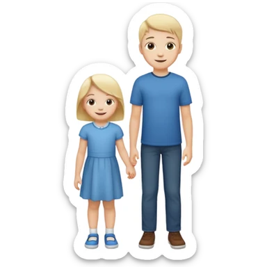 small child standing next to a tall child sticker