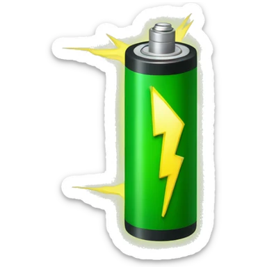 small vertical green battery with yellow lightning logo on it sticker