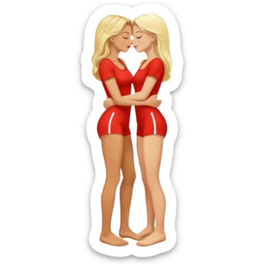 two beautiful blonde women kissing barefoot sticker