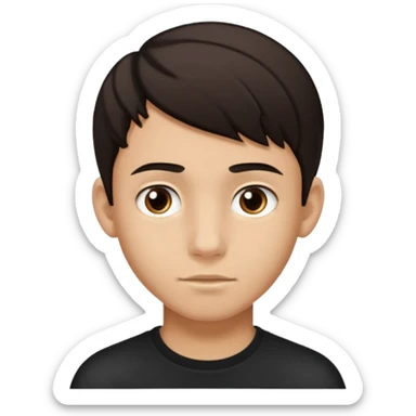 teenager boy with very dark brown hair with not a lot of blonde highlights and left ear pierced with light caramel skin colour and not smiling sticker