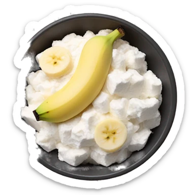 Cottage cheese in a bowl with banana slices as a topping sticker