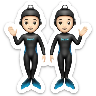 A 3D cartoon pair of diving flippers on a white background, shiny rubber texture, Memoji-style rendering. sticker