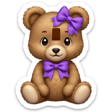 Cute teddy Bear , with a purple bow in her hair, sticker